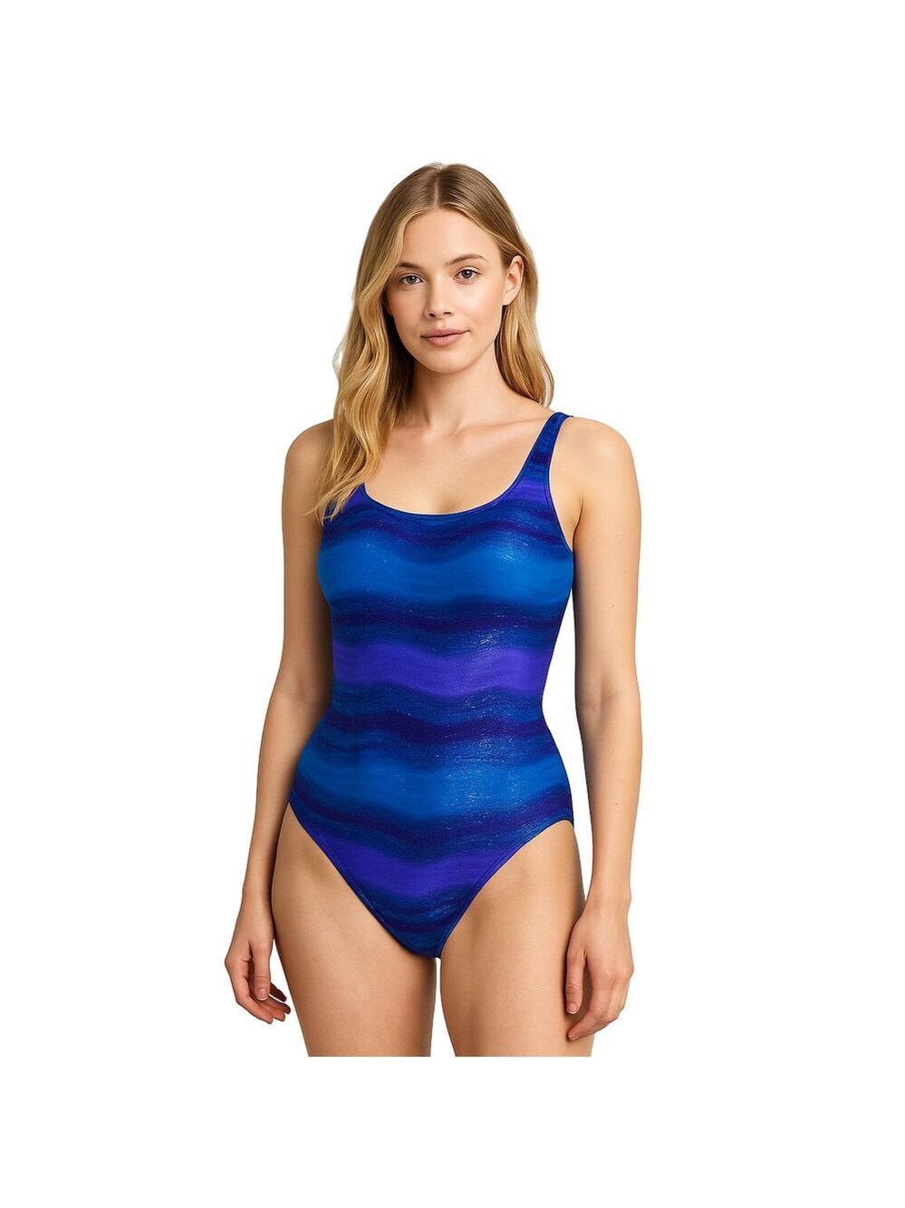 Longitude Blue and Purple One Pc Swimsuit Sz 8